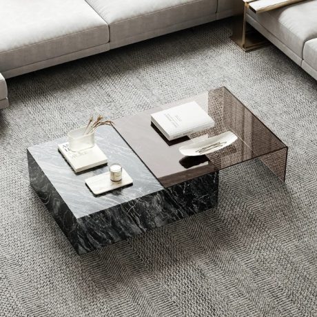 Modern Marble & Glass Coffee Table – Luxury Living Room Centerpiece