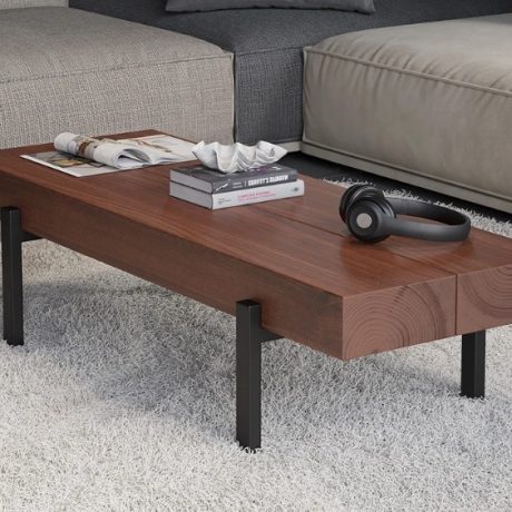 Modern Wooden Coffee Table with Metal Legs – Minimalist Living Room Centerpiece